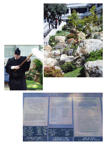 The waterfall, a purification ceremony, and a close up of the scroll.