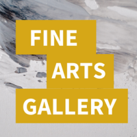 Fine Arts Gallery text with brush strokes in background