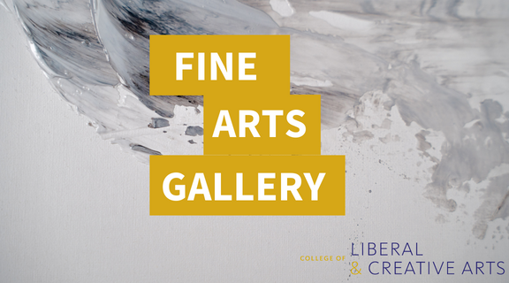 Fine Arts Gallery text with brush strokes in background